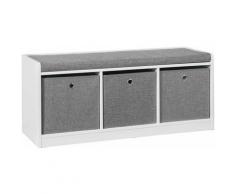 Panca scarpiera Cassapanca da Interno Mobile Bagno con 3 cesti Bianco e Grigio
