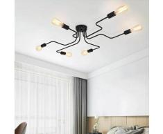 Lampadario moderno nero lampada a sospensione 6 E27 per soggiorno camera da letto cucina (senza