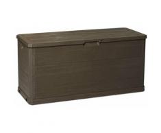 Toomax - Baule in resina cassapanca multiuso da esterno con ruote lt 280 effetto Legno 117 cm