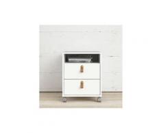 Cassettiera scrivania ufficio in legno 2 cassetti bianca con ruote. Cassettiere scrivanie per