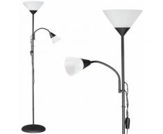 Monzana - Lampada da terra pavimento con teste commutabili lampada da lettura design Nero