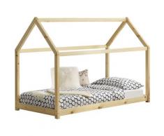 Nova - Lettino per bambini a forma di casetta 70x140 cm stile montessori vari colori colore : Legno