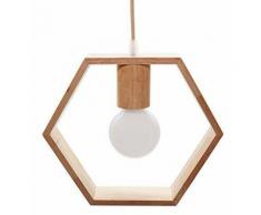 Nordic Esagono Lampade a Sospensione in legno in Stile Geometrico Moderno, E27 Retro Plafoniera