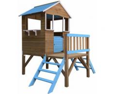 Casetta Per Bambini in Legno Blue Melody 3,23 m² de 198x170x197 cm con Portico e Scalette - Outdoor
