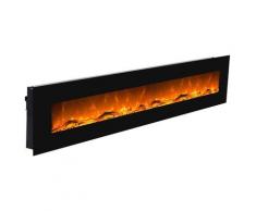 Caminetto nero a parete elettrico Led cm 55x241x14 GLOW-FIRE SATURN-NERO