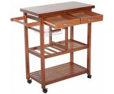 Homcom - Carrello da Cucina con 2 Cassetti e 2 Vani Portaoggetti in Legno di Bambù