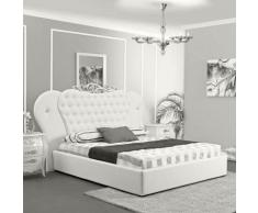 Letto matrimoniale con contenitore Bottoni in cristallo Bianco ELISEA 229x209x h142 cm