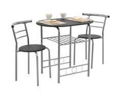 Set mobili bistro da terrazza giardino balcone metallo 2 sedie/tavolino grigio