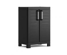 Detroit basso 2 ripiani regolabili - Armadio con maniglie in metallo - 65x45x97h - su imballo e-com
