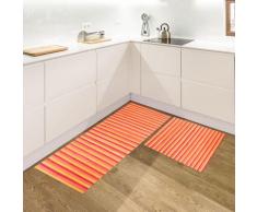 Set di 2 tappeti da cucina antiscivolo in vero bamboo naturale passatoia cucina,ingresso,camera