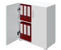Mobile Madia con Doppia Anta 2 Ripiani Mobiletto Credenza Cucina Bagno Bianco