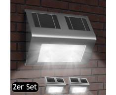 Set 2 Lampade da Parete a led Energia Solare Sensore Crepuscolare da Giardino Impermeabile Esterno