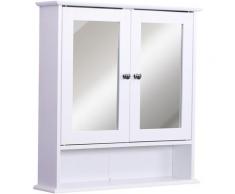 Armadietto Pensile da Bagno con Specchio Bianco 56 x 13 x 58cm - Kleankin