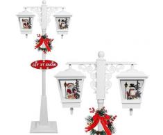 Bakaji - Lampione Natale con Luce led Scena Natalizia Neve Motorizzata Musica 188cm Bianc