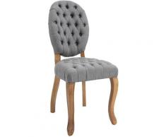 Sedia pranzo Chesterfield Temara in tessuto Grigio Antico chiaro