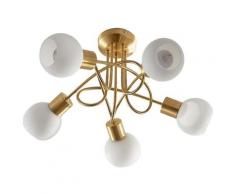 Lindby - Elaina - plafoniera LED a 5 luci color ottone - bianco, ottone opaco