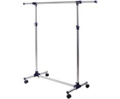 Homcom - Stender Appendiabiti Larghezza e altezza regolabili con Ruote in Acciaio Inox 160 x 170cm