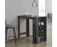 Encasa - Bancone Tavolo Alto da Bar 120 x 60 x 105,5 cm Penisola Cucina con 3 Ripiani - Grigio Scuro