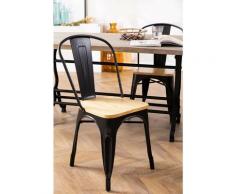 Sedia Impilabile LIX Legno Vintage Nero Legno Naturale Sala da Pranzo Cucina Bar Stile Industrial