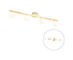 Qazqa - Lampada da soffitto cederic - Moderno - Vetro,Acciaio - Oro/Ottone - Oblungo Max. 4 x Watt