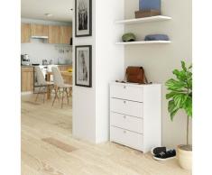 Scarpiera Salvaspazio, Scarpiera da Ingresso Moderna a Ribalta 60 x 80 x 33 - Colore: Bianco