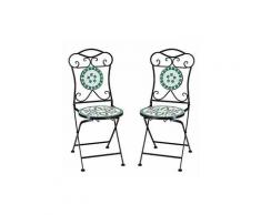 Sedie Set 2 pz Design Mosaico Flora Pieghevoli Arredamento Balcone terrazza