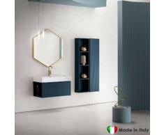 Mobile Bagno COMPAB da 86 cm | Made in Italy | Color Mirtillo - Effetto Millerighe| Lavabo Consolle