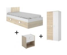 Set CAMERA BAMBINI Collezione SONIA: Letto 90 x 190 cm + Comodino + Armadio