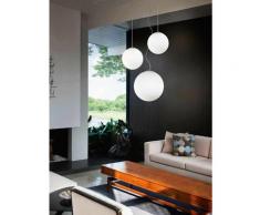 Perenzilluminazione - Lampadario coordinato con 3 lampade a sospensione in vetro bianco art.634644