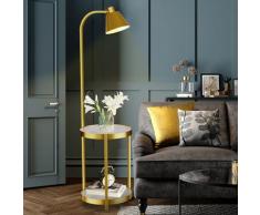 Lampada da Terra Stile moderno 2 in 1 con Tavolo in Vetro, Tavolino da divano tavolino da salotto