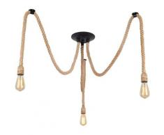 Litzee - Lampadario industriale retrò in corda di canapa fai-da-te / Lampade a sospensione