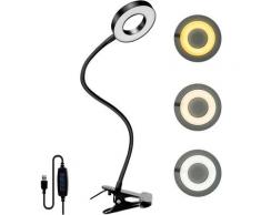 Lampada da scrivania con morsetto a 48 LED Lampada da lettura flessibile a clip a 360° 3 modalità