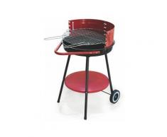 Bbq Barbecue Grill Rosso Tondo Con Ruote 50X85 - Galileo