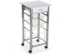 Versa - Leicester Carrello da cucina e Portabottiglie con ruote, cassetti e portabottiglie,