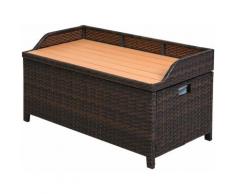 Outsunny - Cassapanca Panchina Portaoggetti Multifunzionale in PE Rattan, Marrone, 102 x 51 x 51cm