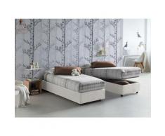 Letto contenitore Singolo Silvia Sommier, Made in Italy, Letto con rivestimento in tessuto,