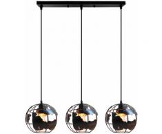 Lampada a sospensione retr¨° globo, 3 luci lampadario industriale creativo camera da letto