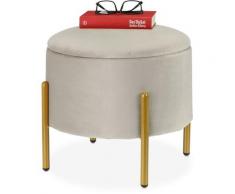 Pouf Contenitore Salotto, Sgabello Poggiapiedi Imbottito, Velluto e Metallo, LxD: 39,5 x 42,5 cm,
