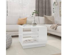 Tavolino da Salotto Bianco Lucido 55x55x43 cm in Truciolato