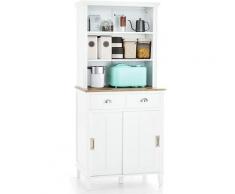 Costway - Mobile Cucina 170cm, Dispensa Cucina con Ante Scorrevoli e Ripiani Regolabili, Piano