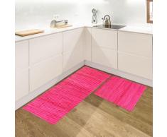 Set di 2 tappeti da cucina antiscivolo in vero bamboo naturale passatoia cucina,ingresso,camera