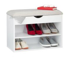 Panca con Scarpiera, Seduta Imbottita, 3 Scomparti, Apribile, Porta Scarpe con Panchetta, 45x62x30