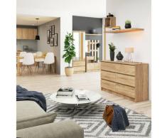 Mobile Ingresso Comò Cassettiera Moderna Credenza 6 Cassetti 120 x 77 x 40 - Colore: Larice