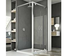 Box doccia saloon vetro trasparente h 185 mod. Sintesi Duo 2 Ante 75x90 ap. 90 cm rettangolare