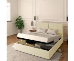 Letto con Contenitore Modello Licia in Ecopelle con Rete a Doghe colore Cream - Baldiflex