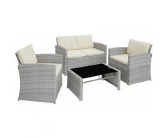 Salottino in rattan Lucca - arredo giardino, mobili da giardino, divani da esterno - grigio chiaro