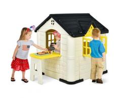 Casetta per Bambini con Porte e Finestre, Casetta Giocattolo con Tavolo, Set Giocattolo con 7