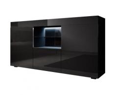 Credenza 2 ante 1 Vetrina 1 cassetto – Nero Finitura lucida – 135 x 70 x 34cm – SEFORA