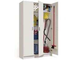 Armadio multiuso armadietto mobile bagno casa garage 3 ante 5 ripiani BIANCO 109 X 37 X 180 cm 7143O