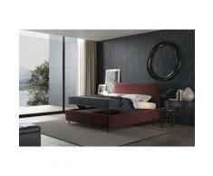 Letto contenitore singolo Puccini, Made in Italy, Struttura in tessuto imbottito effetto velluto,